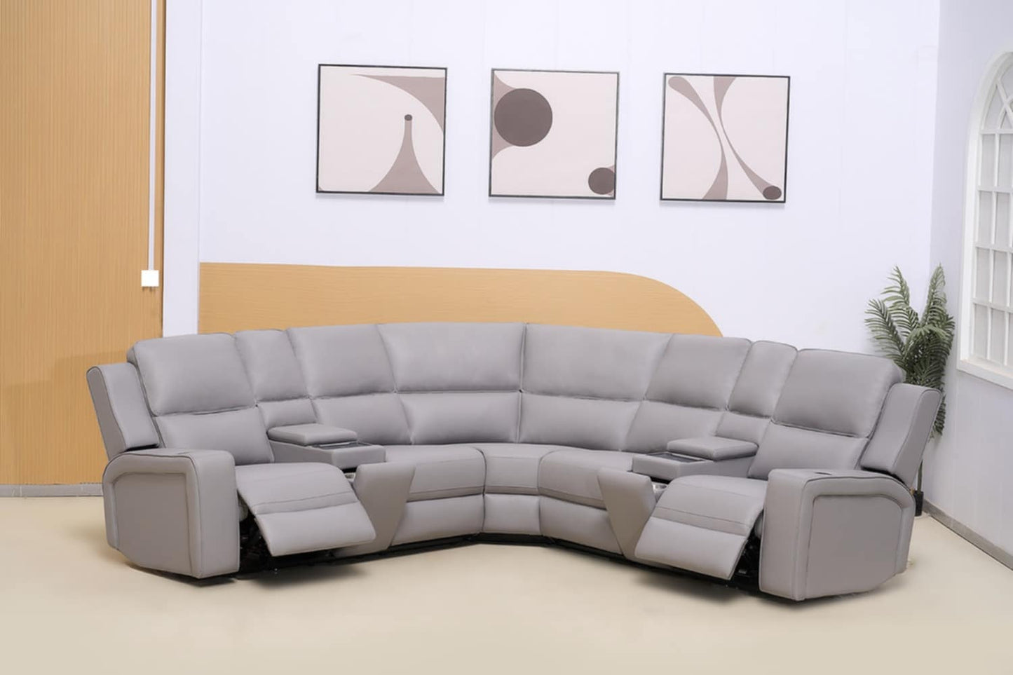 Elite 5-Seater Corner Modular 2 Console Wireless Chargers Electric Cupholder