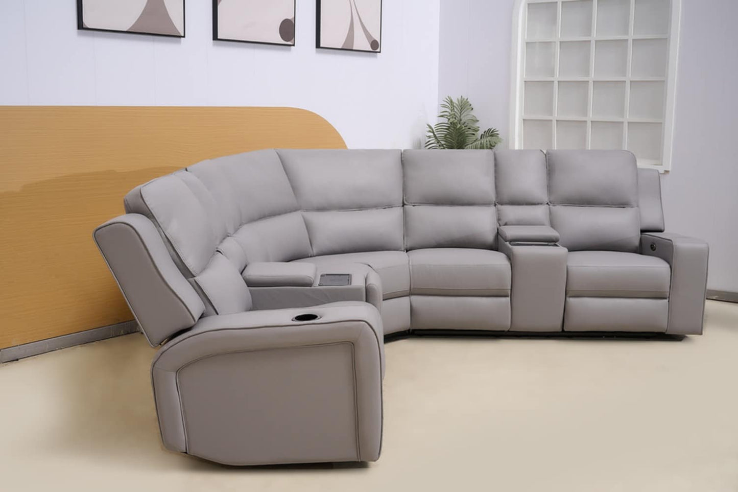 Elite 5-Seater Corner Modular 2 Console Wireless Chargers Electric Cupholder