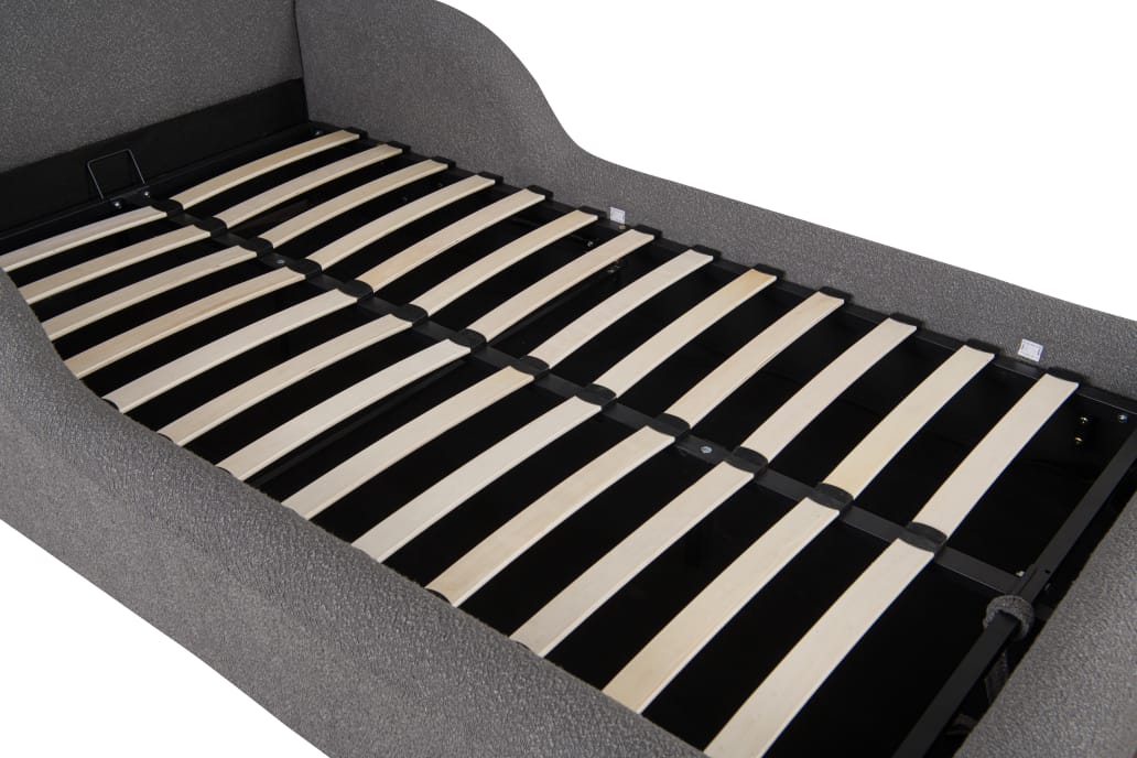 Bouclé Lift™ Storage Bed in Dark Grey