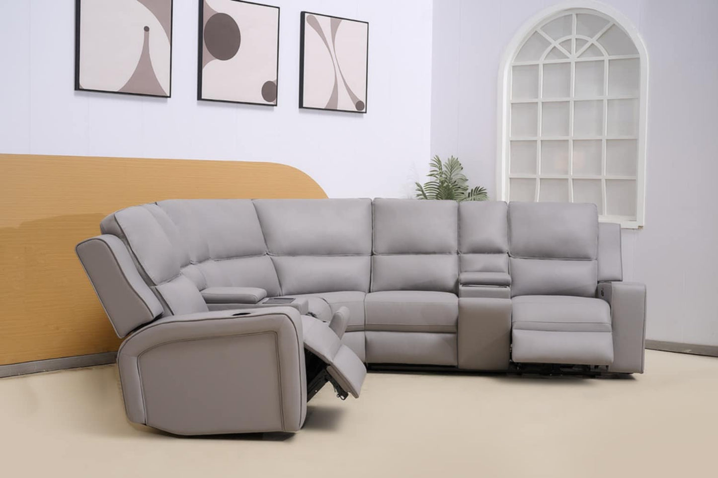 Elite 5-Seater Corner Modular 2 Console Wireless Chargers Electric Cupholder