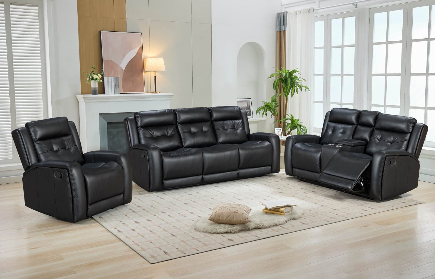 Amaze Electric Recliner Set – Black
