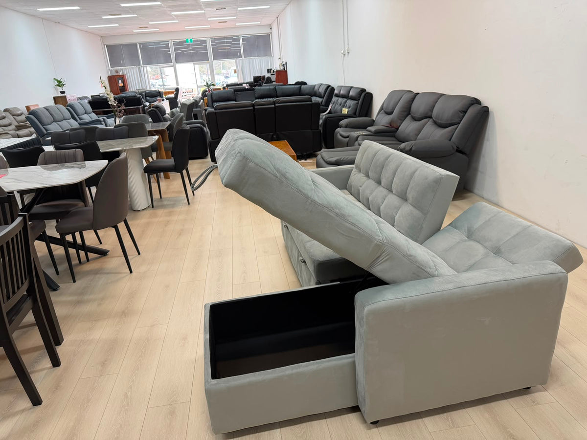 Anna Reversible Corner Sofa Bed – Reversible 3-Seater Sofa Bed | Light Grey