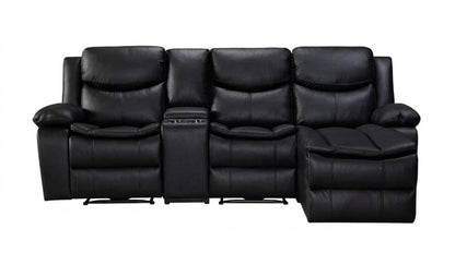 Coco 2-Seater Recliner with Chaise & Console – Air-Leather, Stainless Cupholders