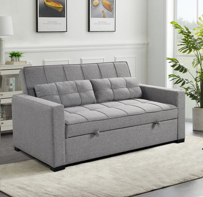 Nicol Click Clack & Pull-Out Sofa – 3-Seater Sofa Bed | Light Grey