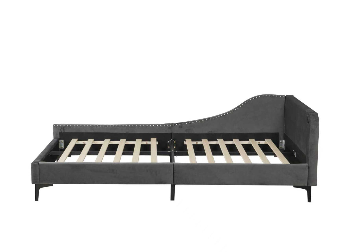 Riviera Velvet™ Rivet-Tuft Daybed in Dark-Gray